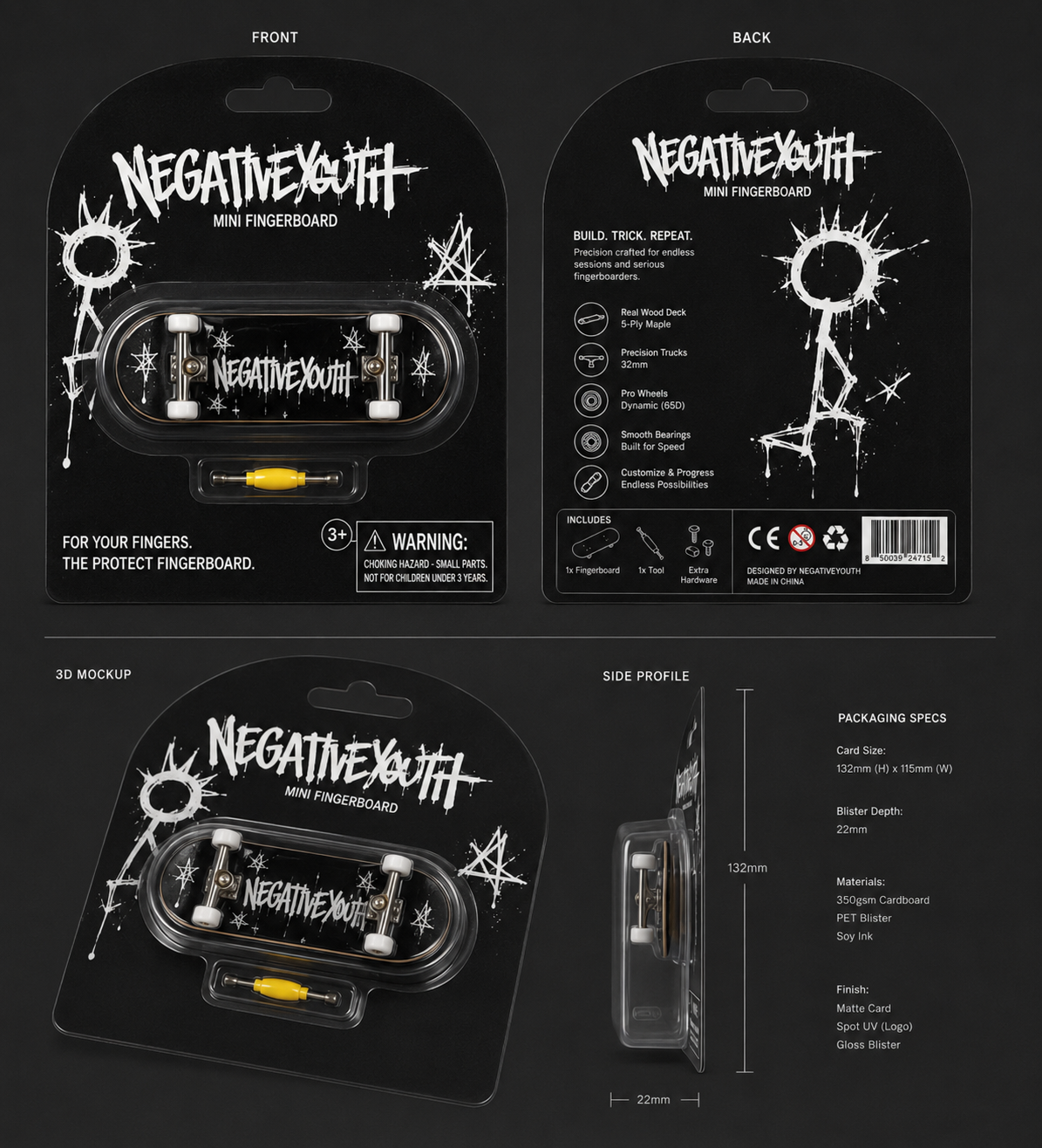 NEGATIVEYOUTH FINGER SKATEBOARD