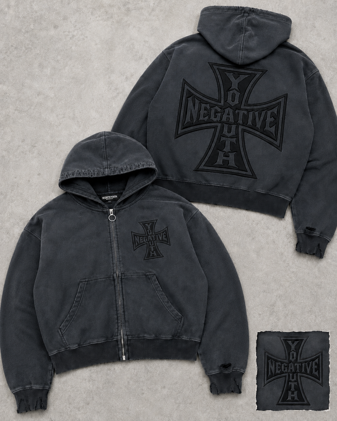 NEGATIVEYOUTH "GREY" HEAVYWEIGHT ZIPUP